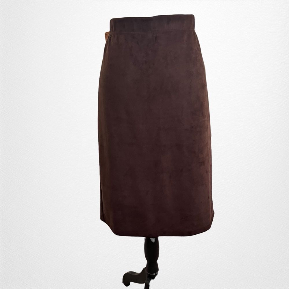 Slinky Brand Faux Suede Elastic Waist Pull On Pencil Skirt Size Medium